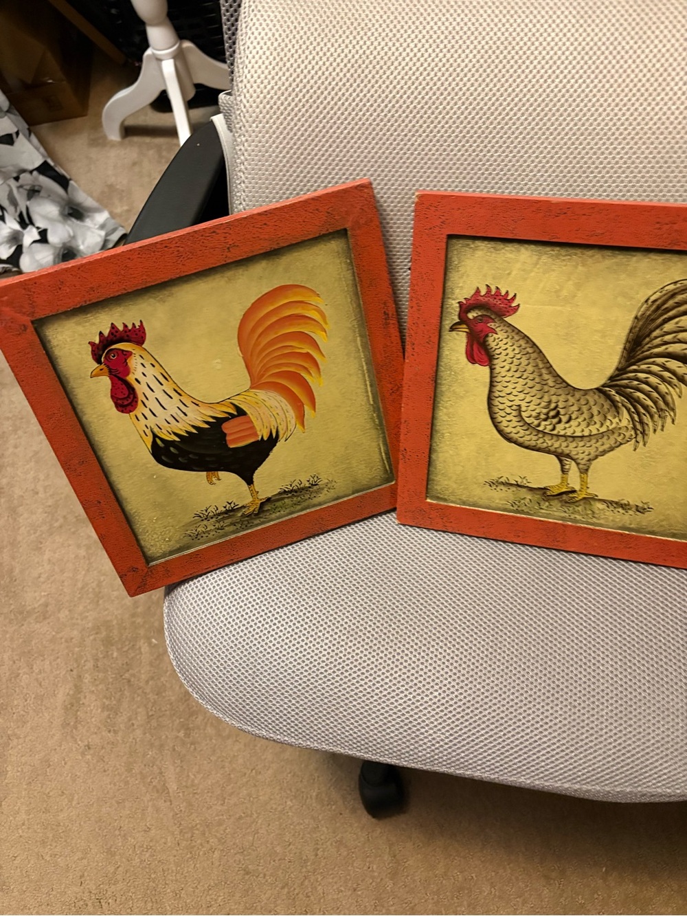 Farmhouse Rust Orange Rooster Wall Art Pair - Brand: - Picture 3 of 6